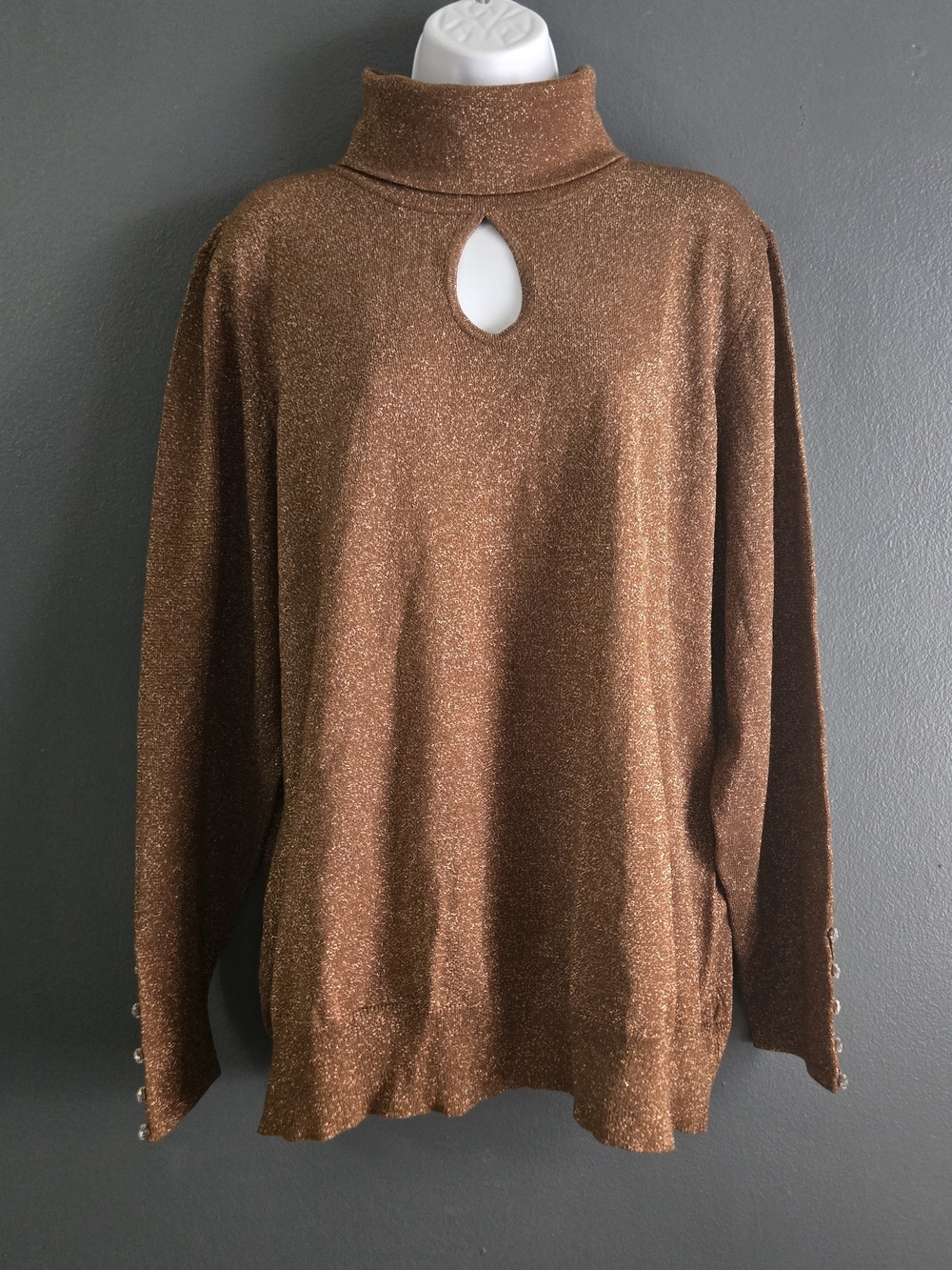 Lane Bryant Copper Metallic Keyhole Turtleneck Whimsigoth Girl Glam Sweater